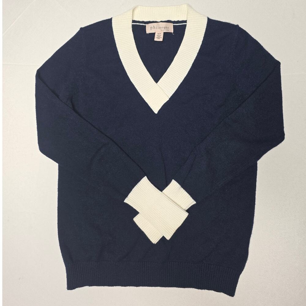 Philosophy (Republic Clothing) navy blue V-neck knit sweater Size XS